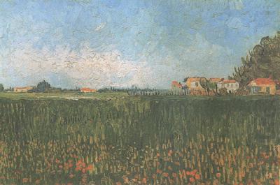 Vincent Van Gogh Farmhouses in a Wheat Field near Arles (nn04) china oil painting image